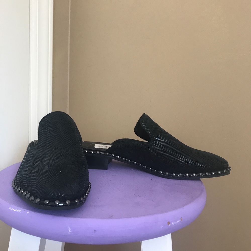 Adrianna Papell Studded Leather Loafer Mules